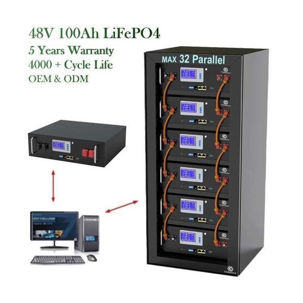 Envío Gratis 10 Uds 48V 100Ah 5Kwh LiFePO4 batería 50Kw batería de almacenamiento de energía Solar