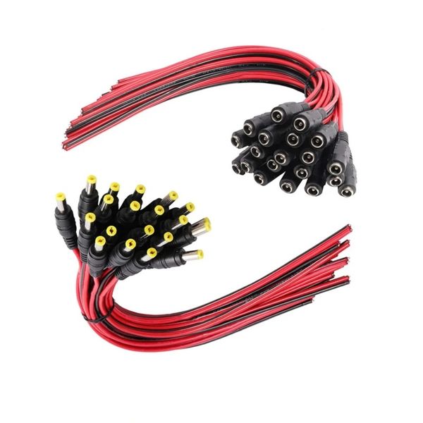 Prise mâle femelle 5.5x2.1mm, 10 pièces, câble d'alimentation 12V cc, en queue de cochon, pour connecteur de caméra de vidéosurveillance, Extension de queue, câble d'alimentation 12V cc