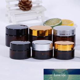 10 stks 5G 10G 20G 30G 50G Kleine Amber Glas Cosmetische Jar Pot, Lege Donker Bruine Oogschaduw Makeup Gezicht Cream Lip Balm Container