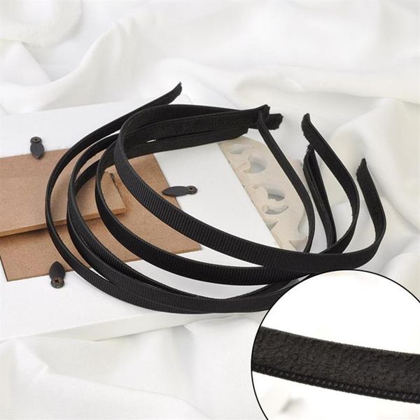 10 Uds. De cinta de grosgrain negra de 5mm y 10mm, diademas de Metal lisas cubiertas con parte trasera de terciopelo, diademas de alambre forradas, accesorios para el cabello Diy 230I