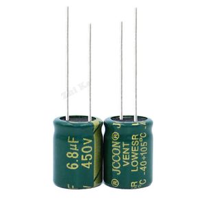 10PCS 6.8UF 450V 10x13mm Hoge rimpelstroom Lange levensduur 450V6.8uf 10 bij 13 mm aluminium elektrolytische condensator voor vermogensadapter