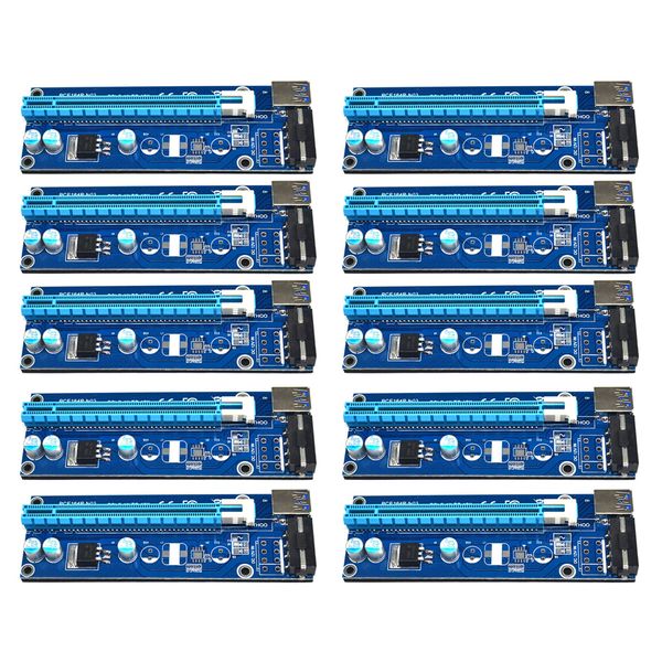 Livraison gratuite 10pcs 60cm USB 3.0 PCI-E PCI Express 1x à 16x Extender Riser Card avec câble d'alimentation SATA 15pin à 4pin pour Bitcoin Miner