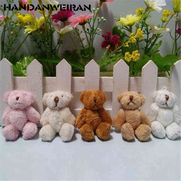 10 Unids 6 Cm Oso de Peluche Juguete Colgante Pelo Largo Articulación Animal Manos y Pies Activo Diy Materiales de Joyería Hecha A Mano para Navidad J220729