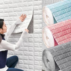 10pcs 7770cm 3D Autocollants muraux fausse chambre en briques décor intérieur imperméable auto-adhésif salon papier peint 240429