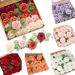 10pcs 8cm Artificiel PE mousse de rose Bouquets de mariée pour table de mariage décorations de cadeaux de fête à la maison diy fournitures 240422