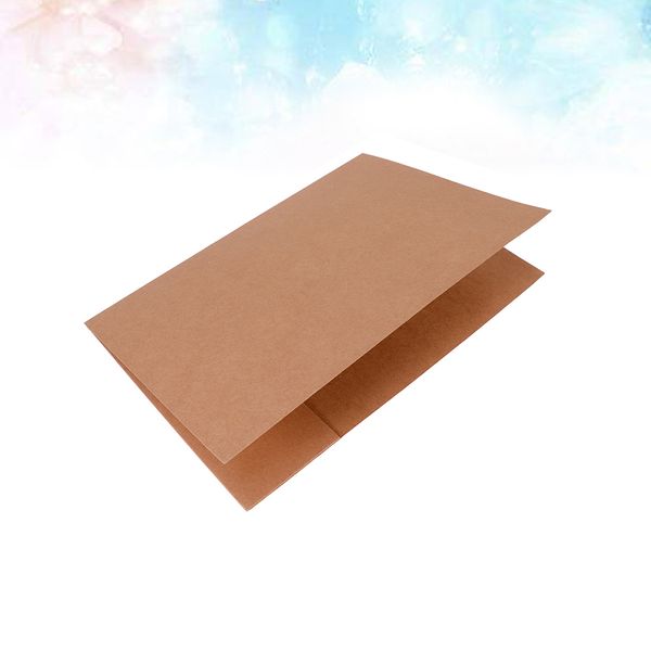 10pcs A4 Kraft Paper File Paper Fileter Carpetas portátiles de dos bolsillos Carpeta de organizador de archivos de documento para la oficina de la escuela en casa