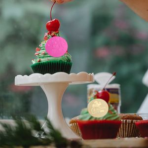 10pcs Acrylique Joyeux Noël Cupcake Topper Deer Gold Gold Topper Christmas Arbre Ornements décorations Décorations de gâteau Outils