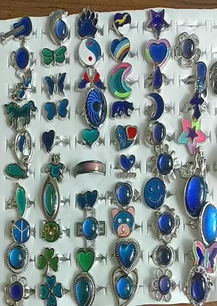 10 piezas de ánimo de humor ajustable Moda de moda y niñas lindos animales pequeños anillos de cambio de corazón 2355912