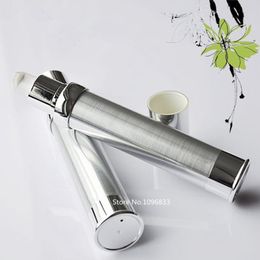 10 stks Airless Pump Bottle Draagbare Silver Lotion Essence Lege Cosmetische Container 15ml 20ml 30m