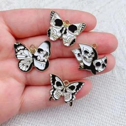 10 -st legering Charms Halloween Black Skull Butterfly Charms Hangers Designer Charmsfit sieraden maken DIY sieraden bevindingen 240408