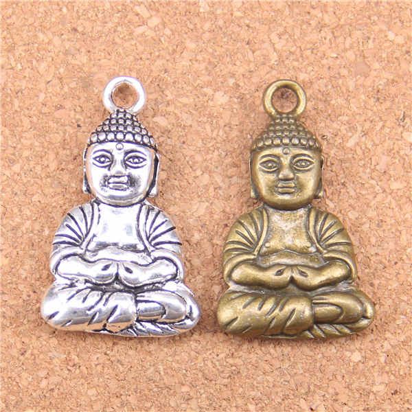 10 pièces Antique argent Bronze plaqué méditer bouddha pendentif à breloques collier à faire soi-même Bracelet résultats de Bracelet 39*23mm