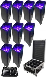 10pcs application Control Uplighting Hex 618W 6IN1 RGABW UV LED Projecteur LED LED PAR LUMILES POUR MARIAGE AVEC RAIN COUVERTURE7845622