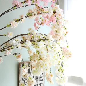 10 pièces branche de fleur de cerisier artificielle fleur tenture murale Sakura 150 cm pour centres de table de mariage fleurs décoratives artificielles LL
