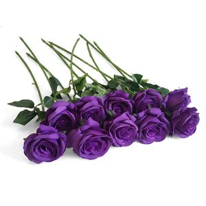 10 PCS Artificielle Fleurs De Soie Réaliste Blooming Roses Bouquet Longue Tige pour La Maison De Mariage Décoration Partie