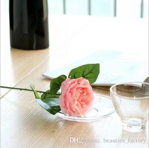 10 stuks kunstzijde roos bloem nep blad home party tuin bruiloft decor roze wit groen paars295h
