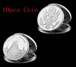 10 -stcs Arts and Crafts Coeptis Masonic USA National Emblem annuit Silvered token Metal Challenge Coin57925544