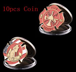 10pcs Arts and Crafts USA Challenge Firefighters Fire Rescue Operation Fireman Copper Collated Collectible Coin3106941