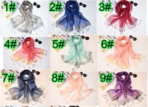 10 stks herfst nieuwe mode vrouw zijde sjaal zonnebrandcrème pure kleur sjaal dames moerbei zijden sjaal sjaal 200 * 90 cm 16 kleuren gratis verzending