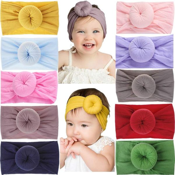 Bandeaux pour bébé, Turban, avec nœud extensible, large et doux, en Nylon, pour nouveau-nés, nourrissons et tout-petits, 10 pièces