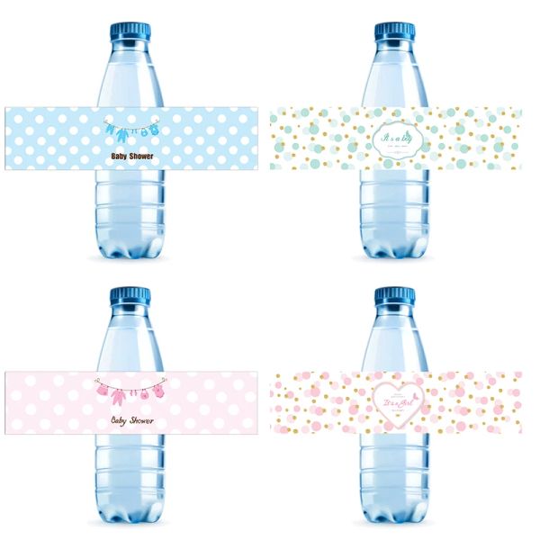 10pcs Étiquettes de bouteille de douche de bébé Gender Revey Party Decoratons Mineral Water Bottle autocollants Baby Shower Birthday Party Supplies