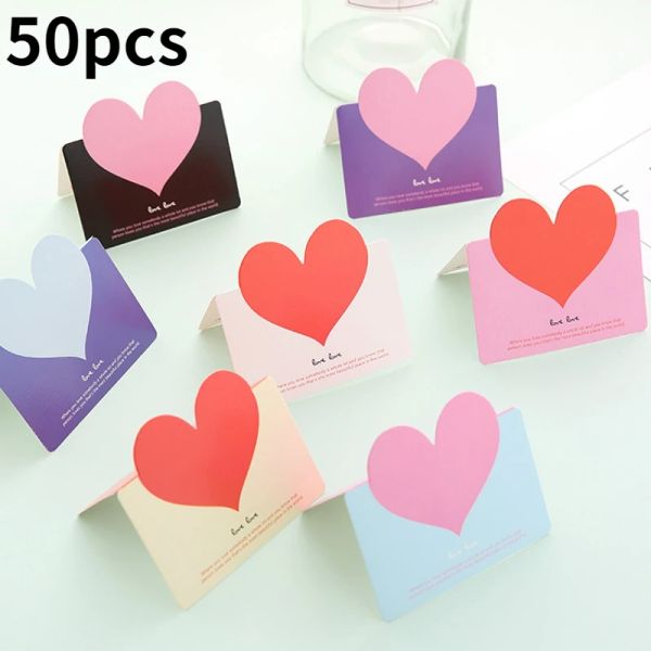 10pcs / sac Couleur mélangée amour coeur Carte de vœux de vœux