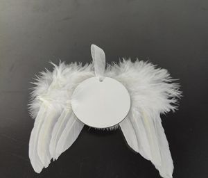 10 -stcs tas onderdelen sublimatie diy blanco mdf kerst witte engel vleugels ornament hangende veer decor