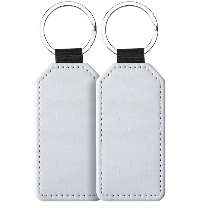 10pcs Bag Parts sublimation Single And Double Sides Blank PU Keychain Accessories Tassel Key Ring