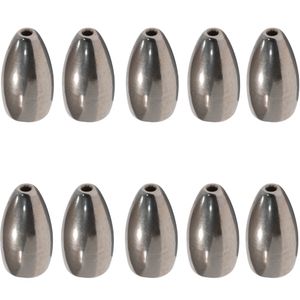 10 pièces/sac argent 100% tungstène plomb balle coulée poids de pêche tungstène gabarits appâts plates-formes pêche renversant ver matériel