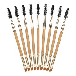 10pcs pinceles de maquillaje de bambú contorno de cejas oblicuas de cejas en ángulo