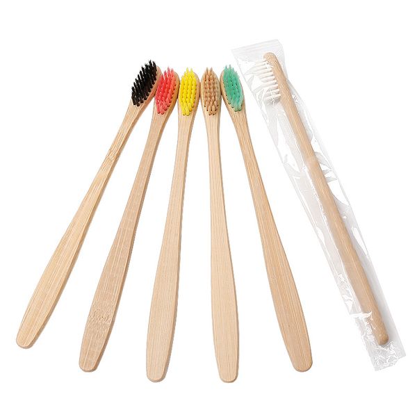 10 pièces brosse à dents en bambou écologique brosse à dents en bois personnalisé adultes enfants Laser gravure lettre motif livraison directe