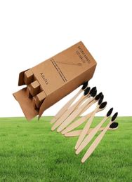 10pcs Bambou Brosse à dents Brosse écologique Brosse de dents végétalienne arc-en-ciel noir en bois doux Adults Travel Set7375592