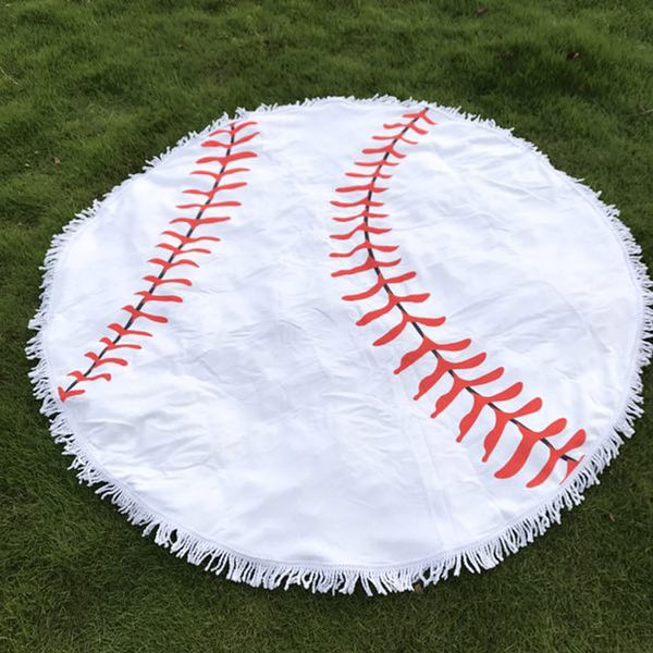 Serviette de plage ronde de Baseball, 150cm, 10 pièces, vente en gros, vierge, tapis de Yoga, tête de taureau, tissu, couverture de plage licorne