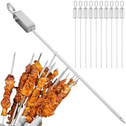 10 -stcs BBQ spiesjes Zet Outdoor Grill -roestvrijstalen barbecuesticks voor vleeskippenrundvlees Keukenaccessoires 231221