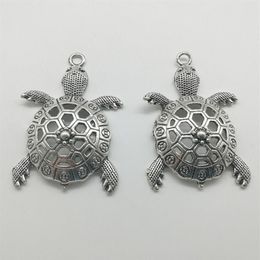 10 pièces grandes tortues de mer breloques animaux pendentifs rétro bijoux accessoires bricolage pendentif en argent Antique pour Bracelet boucles d'oreilles porte-clés 5184m