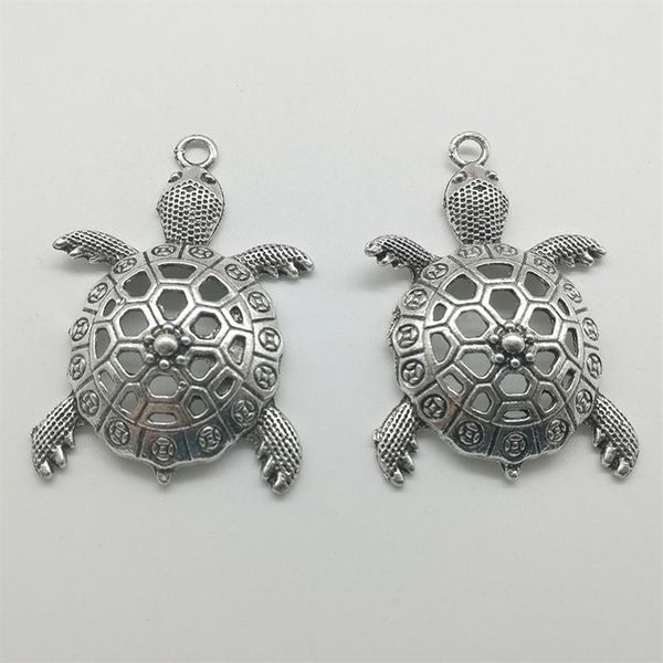 10 pièces grandes tortues de mer breloques animaux pendentifs rétro bijoux accessoires bricolage pendentif en argent Antique pour Bracelet boucles d'oreilles porte-clés 5284E