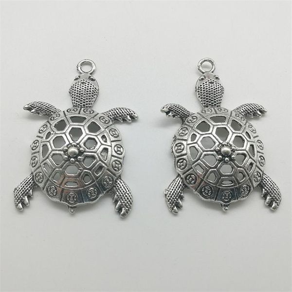 10 pièces grandes tortues de mer breloques animaux pendentifs rétro bijoux accessoires bricolage pendentif en argent Antique pour Bracelet boucles d'oreilles porte-clés 5302a