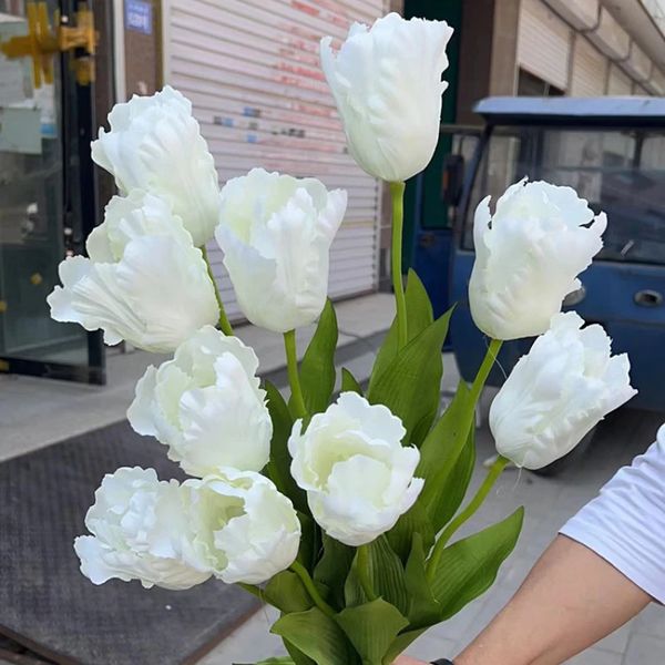 10pcs Big Tulip Fleurs artificielles branche de la fleur de soie tulipes décor de mariage fausses fleurs fête à la maison décoration de salon florel 240322