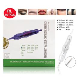 10pcs Biomaser Permanente Make-Up Catridges Naald Voor Tattoo Rotary Pen Machine Kit Wenkbrauw Naald 1R2R3RL5RL 240102