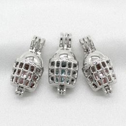 Cage à oiseaux plaquée argent, 10 pièces, diffuseur d'huile essentielle, médaillon de perles, pendentifs pour la fabrication de colliers d'aromathérapie et de parfum