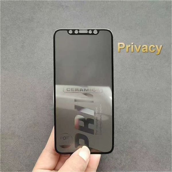 10 Uds. Protector de pantalla de privacidad de película de pegamento completo negro para Apple iPhone 15 14 13 ProMAX XR XS Max Edge para X 12 Mini 11 Pro Max Cerámica a prueba de miradas
