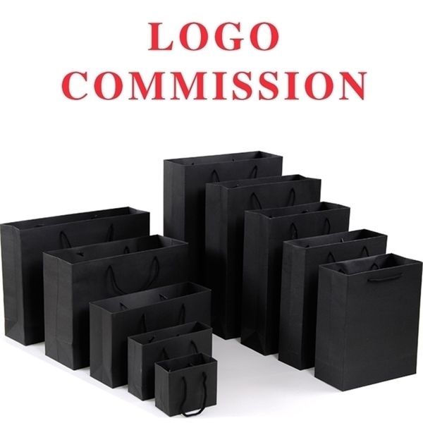 10 pièces sac en papier Kraft noir emballage personnalisé emballage personnalisé décoration de noël cadeaux de l'année 220706