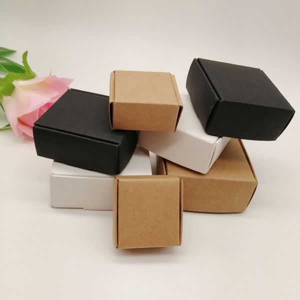 10 Uds. Caja de papel negro/blanco/Kraft para embalaje de pendientes, caja de joyería, cajas de cartón de regalo, caja de embalaje de almacenamiento para exhibición de joyería Diy