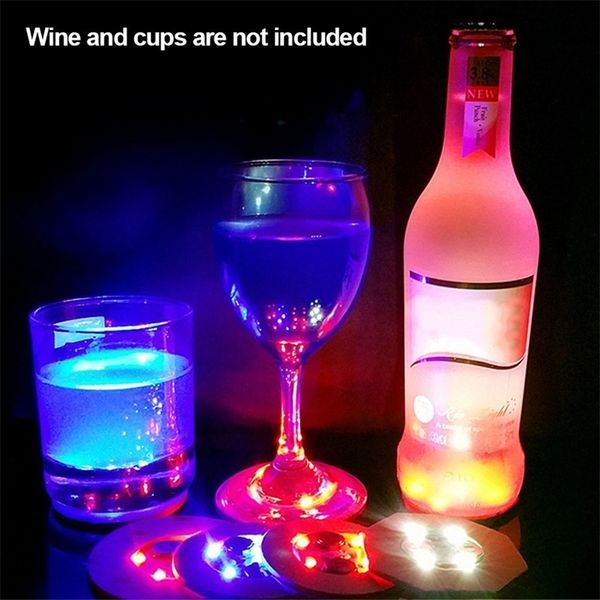 10pcs bouteille autocollants sous-verres lumières alimenté par batterie LED fête boisson tasse tapis vase de Noël année Halloween décoration lumière 220627