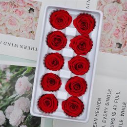 Boîte de 10 pièces de roses préservées de 4cm, fleur immortelle, cadeau de saint-valentin, fleur de vie éternelle, niveau entier B324H