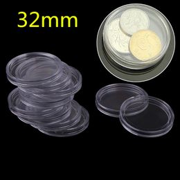 Boîte de pièce de monnaie 10pcs / boîte Clear 18-50 mm Boîte ronde Capsules de stockage en plastique Coupes Afficher Cadeaux Collectibles Organisateur Cadeaux