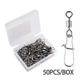 50 -stcs/ doos Visconnector Wartels Pin Lager Pesca Rolling Swivel Fishing Snap Fishhook Lure Fish Hook Tackle