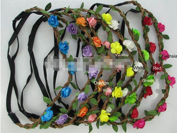 10 pièces mariée Style bohème fleur bandeau Festival fête mariage guirlande florale bandeau fleur couronne chapeaux