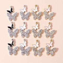 10 piezas brillantes colaboradores de mariposas de cristal claras colgantes de mariposa para joyas de bricolaje que realizan accesorios de encantos de alta calidad baratija 240408