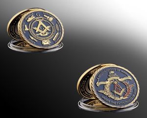 10stcs Brotherhood Mason Masonic Craft Gold Ploated Coin Eye Golden Design Mason Token Coins Collection6274586