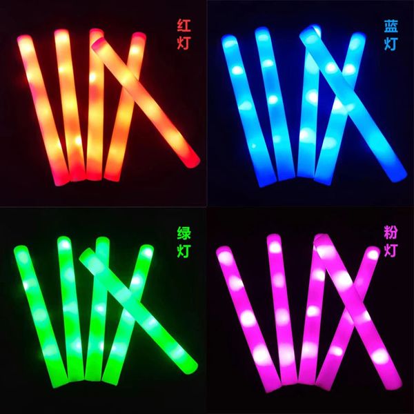 10pcs en vrac coloré LED Glow Sticks RGB LED Glow mousse de mousse Cheer tube Dark Light Birthday Wedding Party Supplies Concert Props 240403